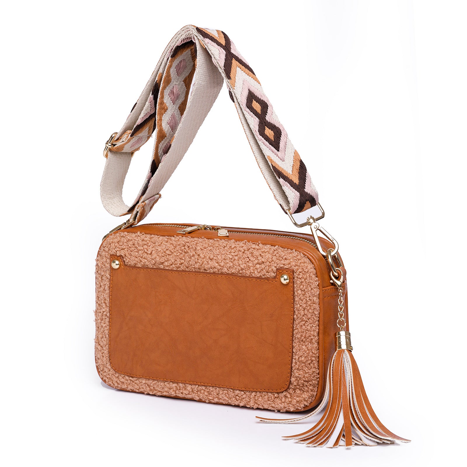 Wholesale Plush Material PU Messenger Small Square Bag